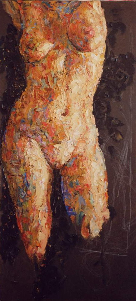 Nude, oil on canvas, torso. 100 x 40 cm 